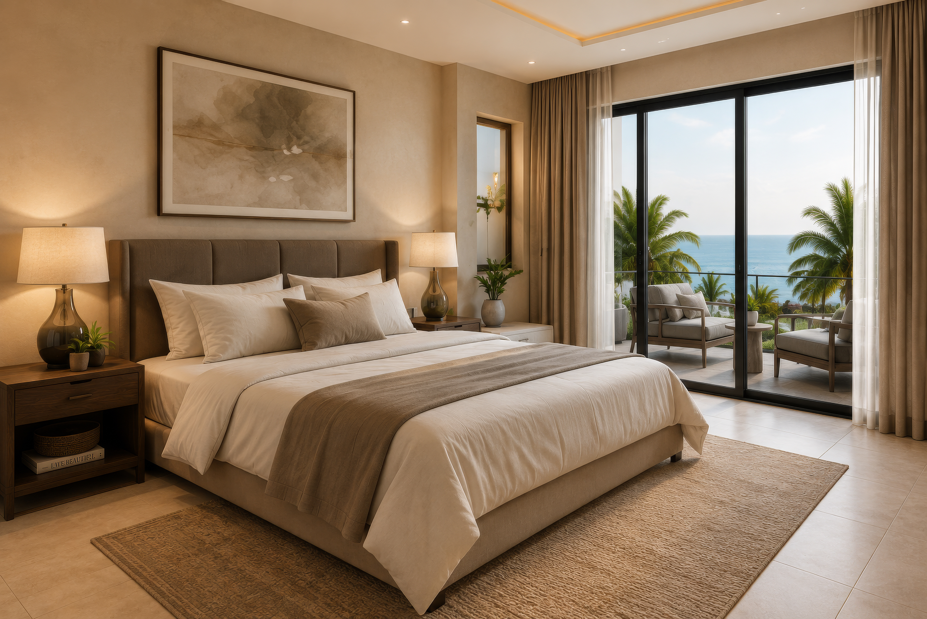 Master bedroom with sea-view terrace access